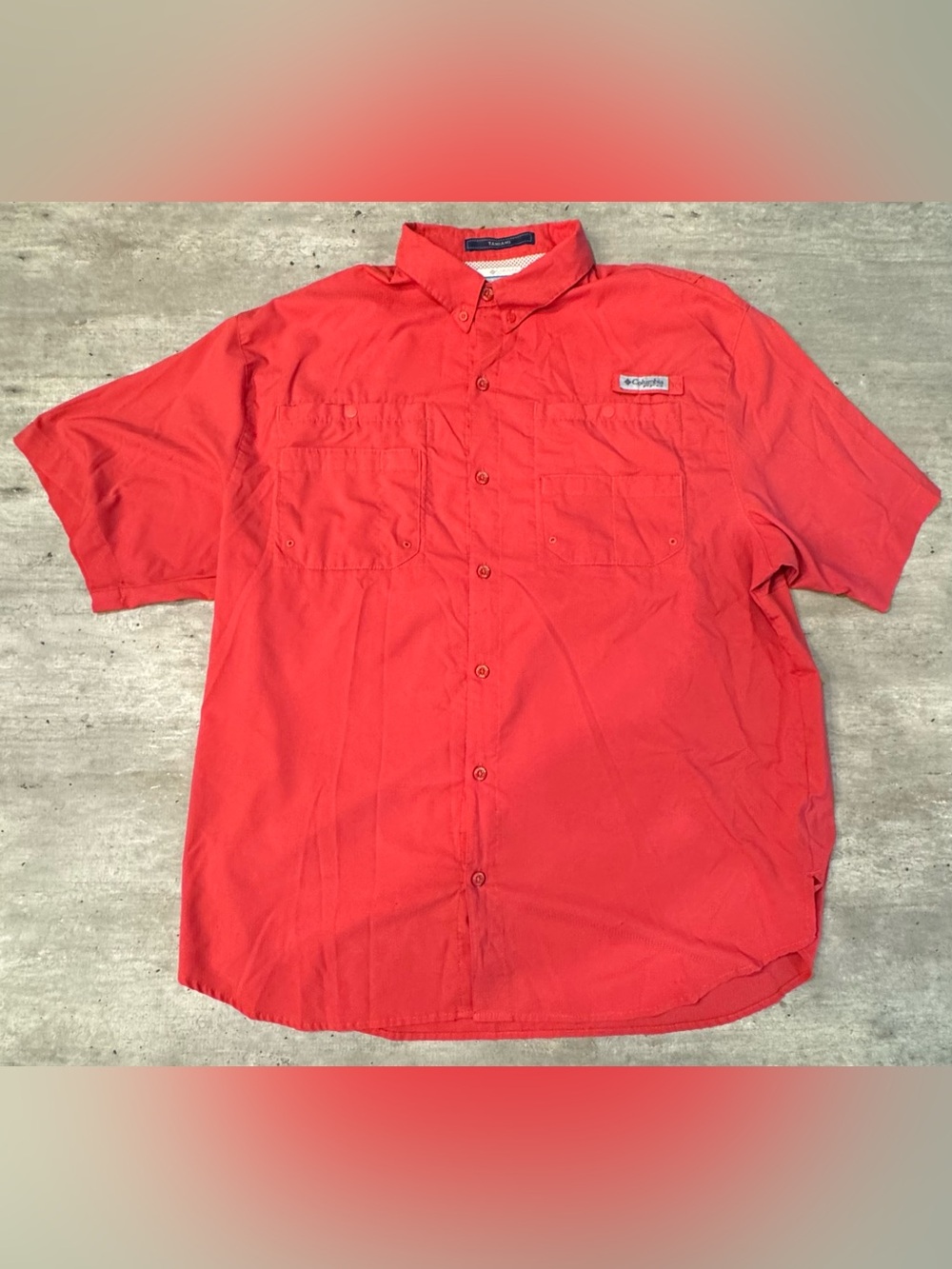 Columbia PFG Tamiami Red Short Sleeve Button Down Omni-Shade Vented, Men’s XL